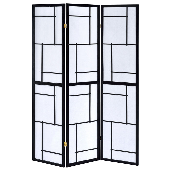 Damis 3-Panel Room Divider Folding Shoji Screen Black