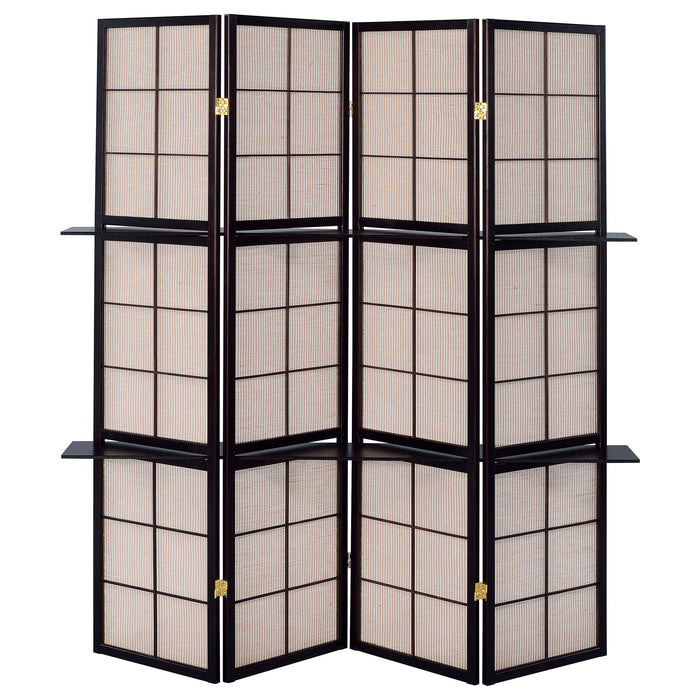 Iggy 4-Panel Room Divider Folding Shoji Screen Cappuccino