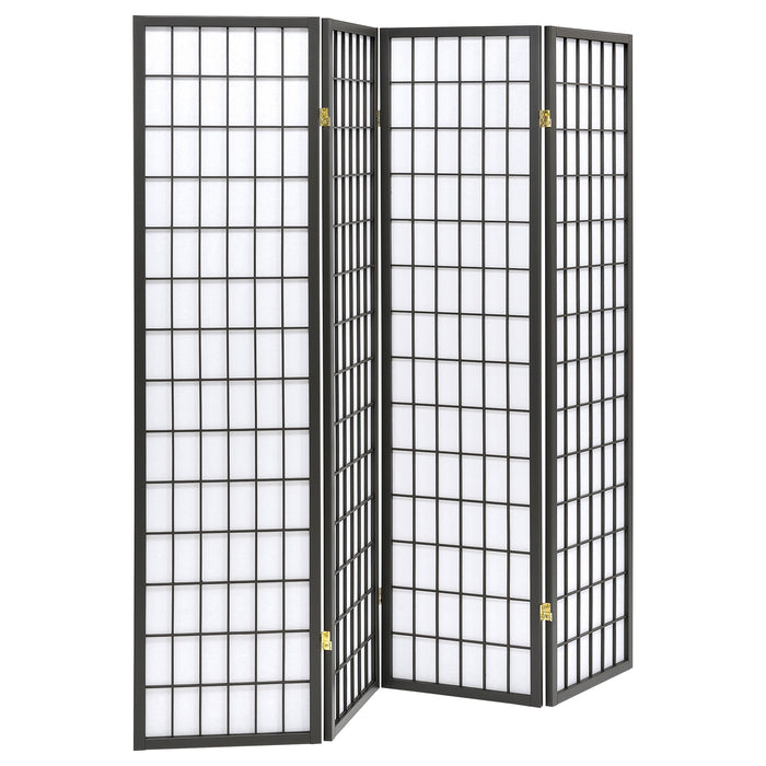 Roberto 4-Panel Room Divider Folding Shoji Screen Dark Grey