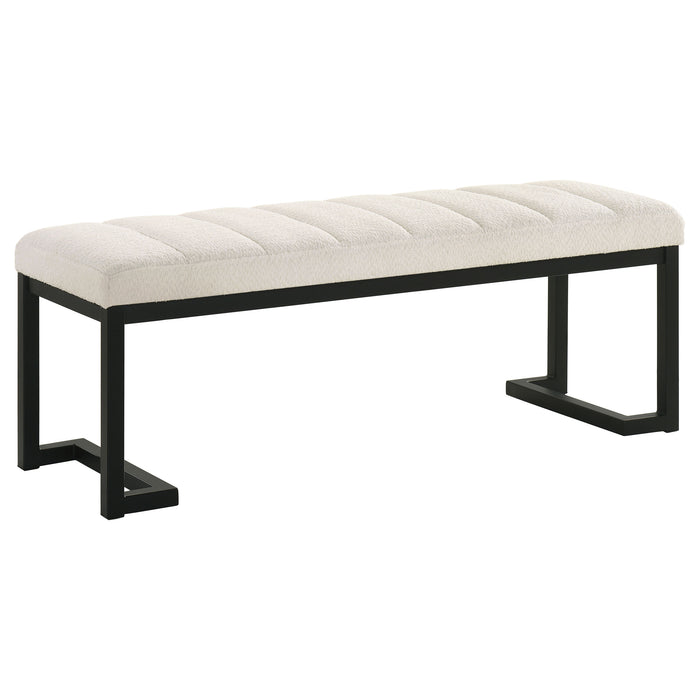 Mesa Boucle Upholstered Tufted Accent Bench Vanilla