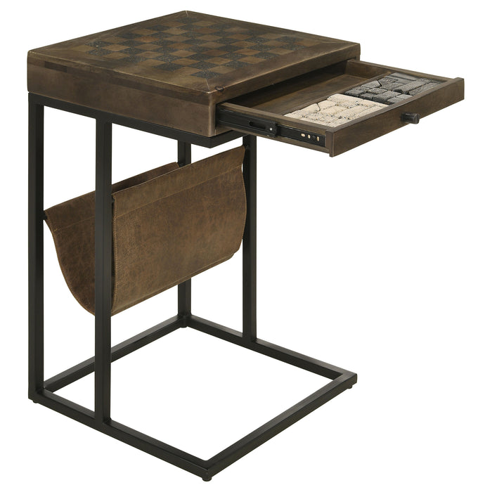 Chessie 1-drawer Side Table With Leatherette Sling Tobacco