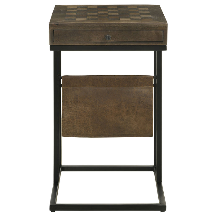 Chessie 1-drawer Side Table With Leatherette Sling Tobacco