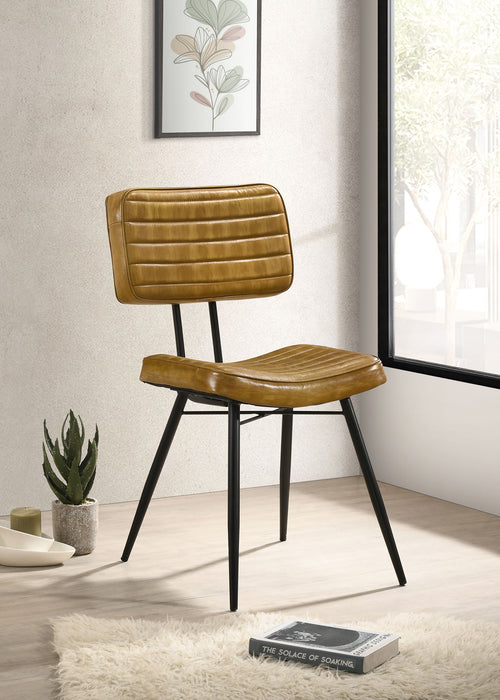 Misty Leather Upholstered Dining Side Chair Camel (Set of 2)