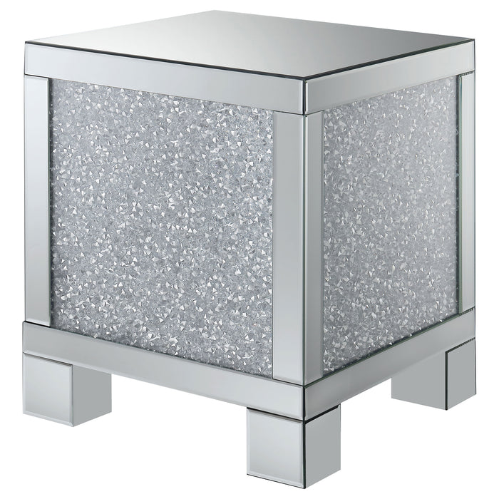 Gillian Rectangular Mirrored Acrylic Side End Table Silver