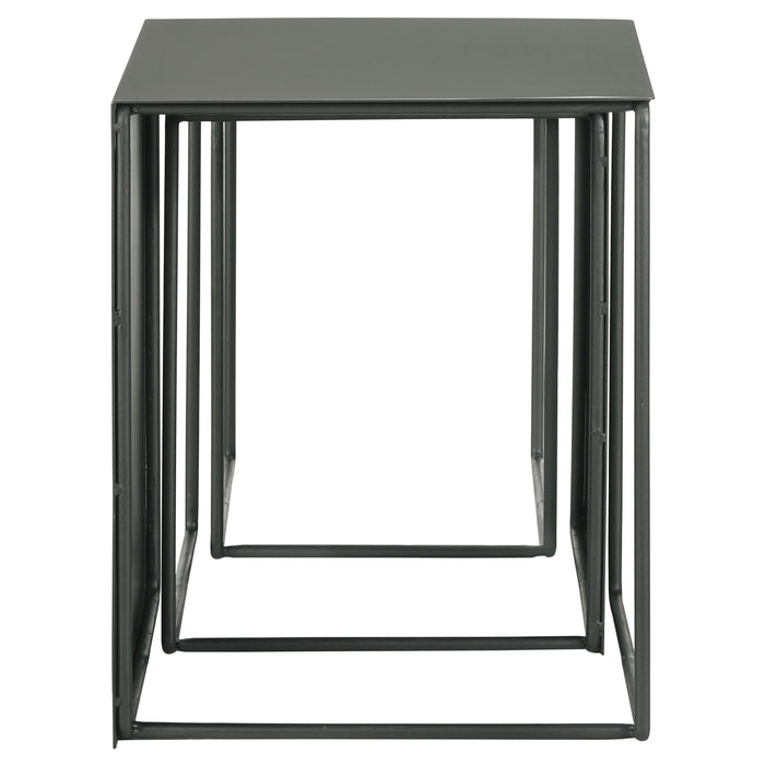 Imez 3-piece Rectangular Metal Nesting Table Set Grey