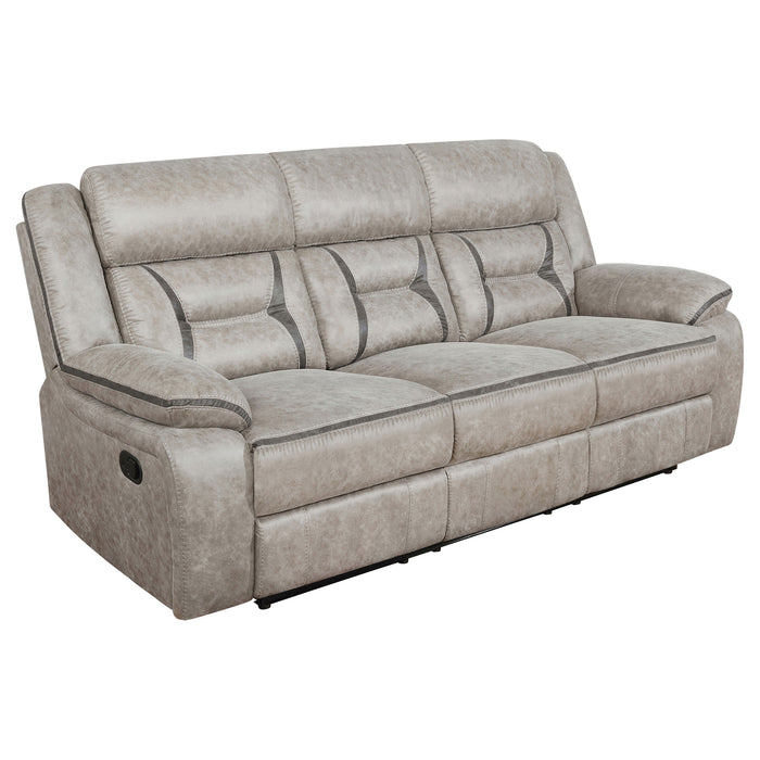 Greer 3-piece Upholstered Reclining Sofa Set Taupe