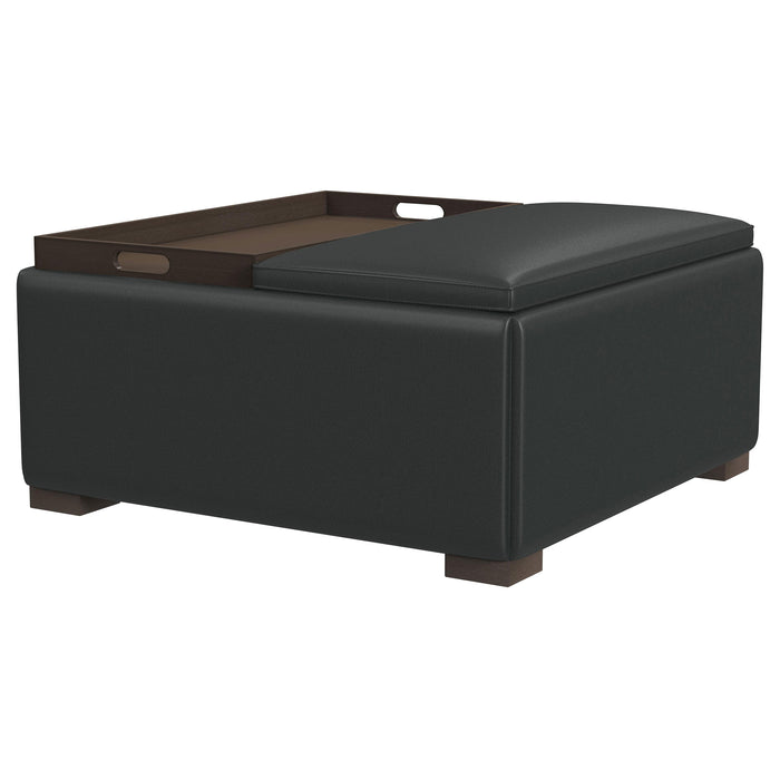 Paris Upholstered Storage Ottoman with Trays Black