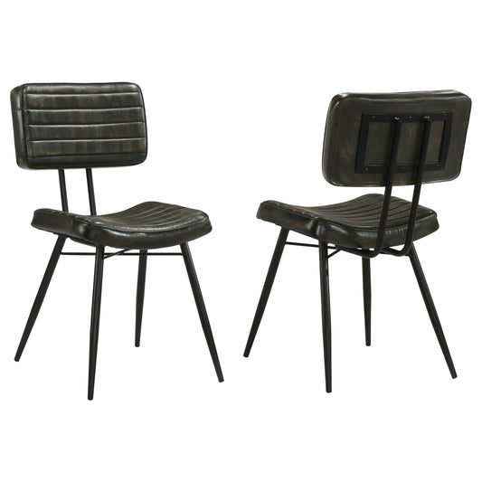 Misty Padded Side Chairs Espresso and Black (Set of 2)