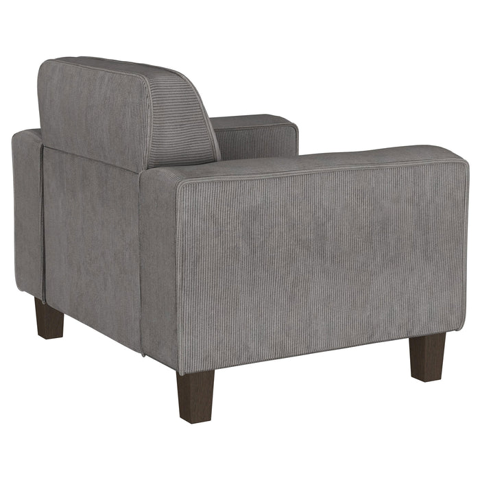 Deerhurst Upholstered Track Arm Tufted Accent Chair Charcoal
