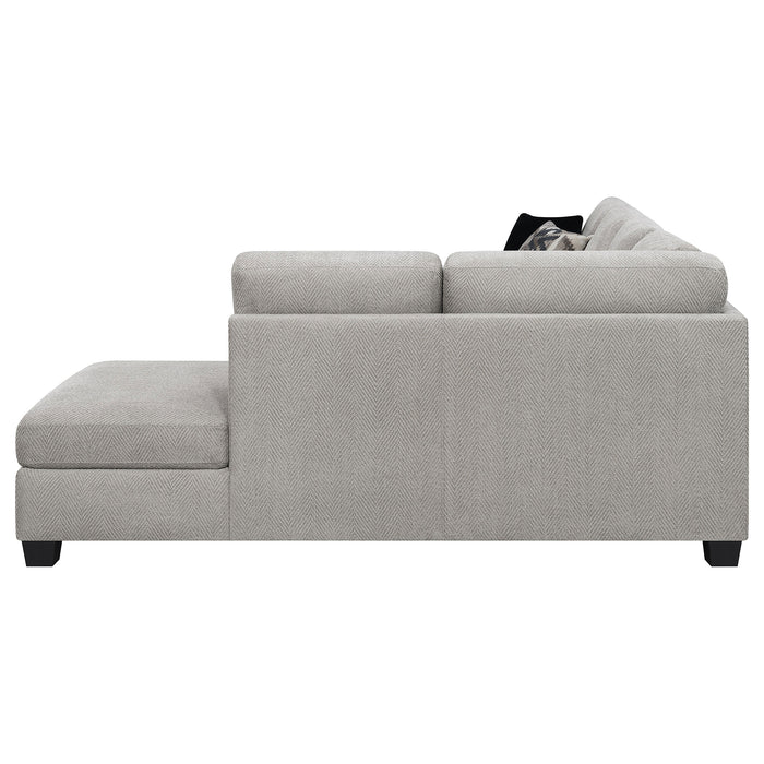 Whitson Upholstered Track Arm Sectional Chaise Sofa Stone