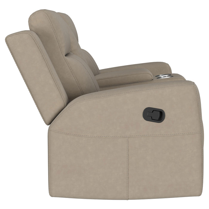 Brentwood Upholstered Motion Reclining Loveseat Taupe