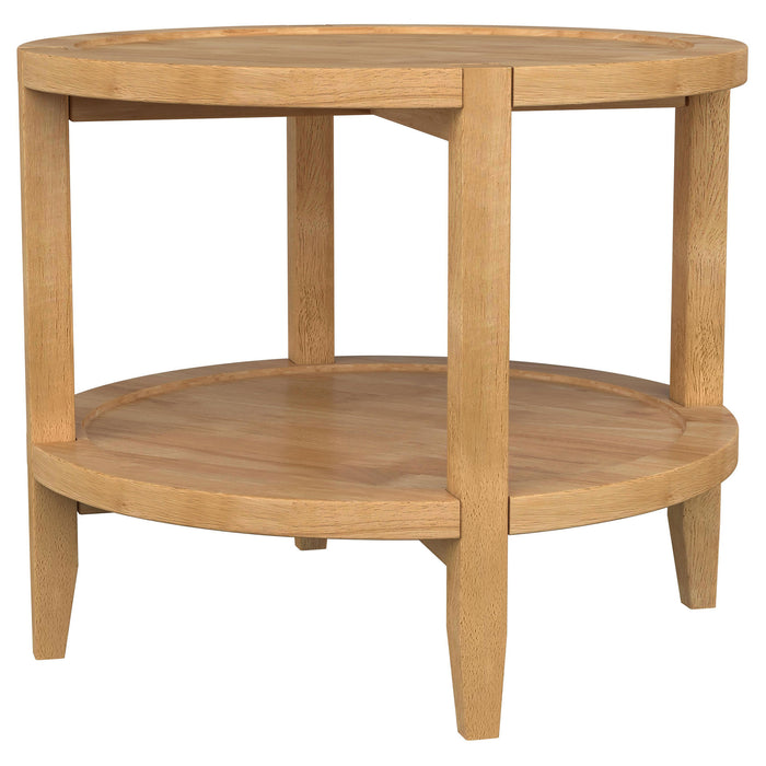 Camillo Round Solid Wood Side End Table Maple Brown