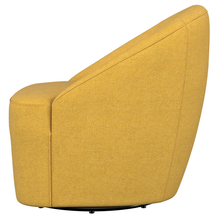 Leon Upholstered Barrel Accent Swivel Chair Mustard Yellow