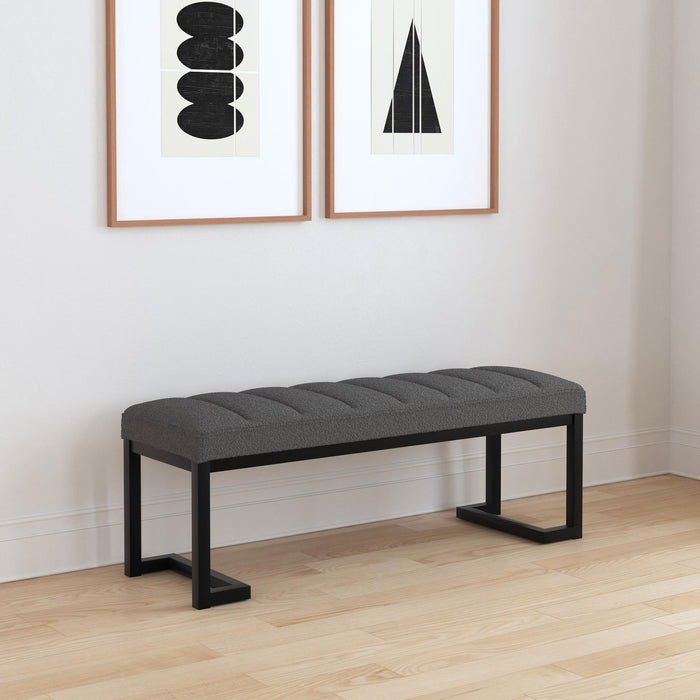 Mesa Boucle Upholstered Tufted Accent Bench Charcoal