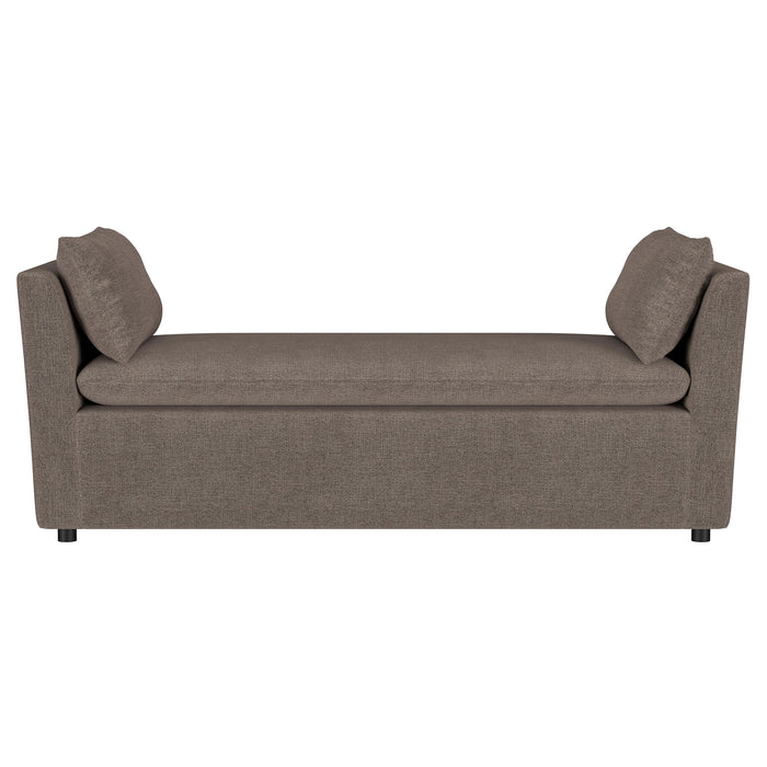 Robin Upholstered Accent Bench with Armrests Brown