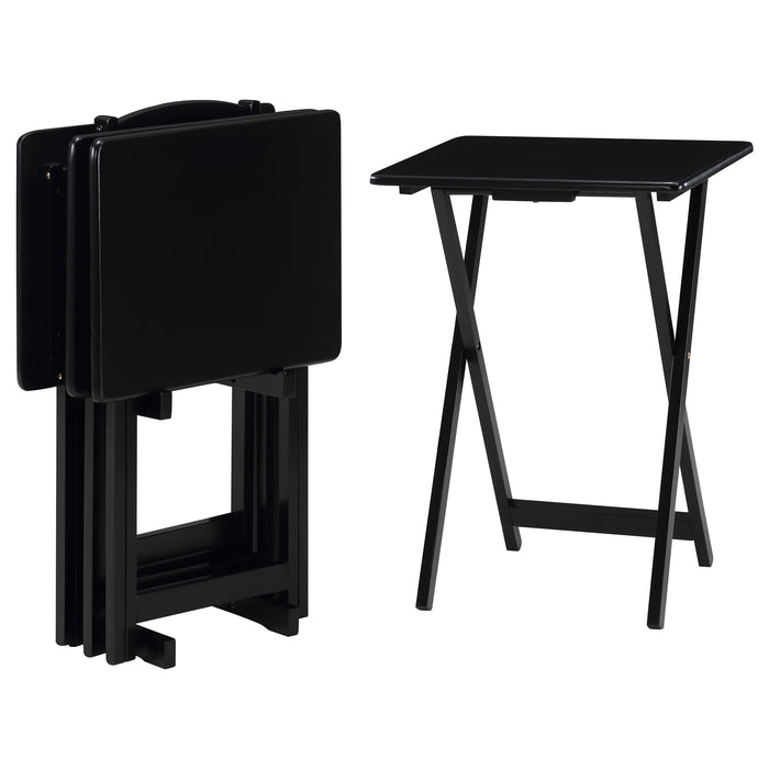 Donna 4-piece TV Tray Table Set with Stand Black