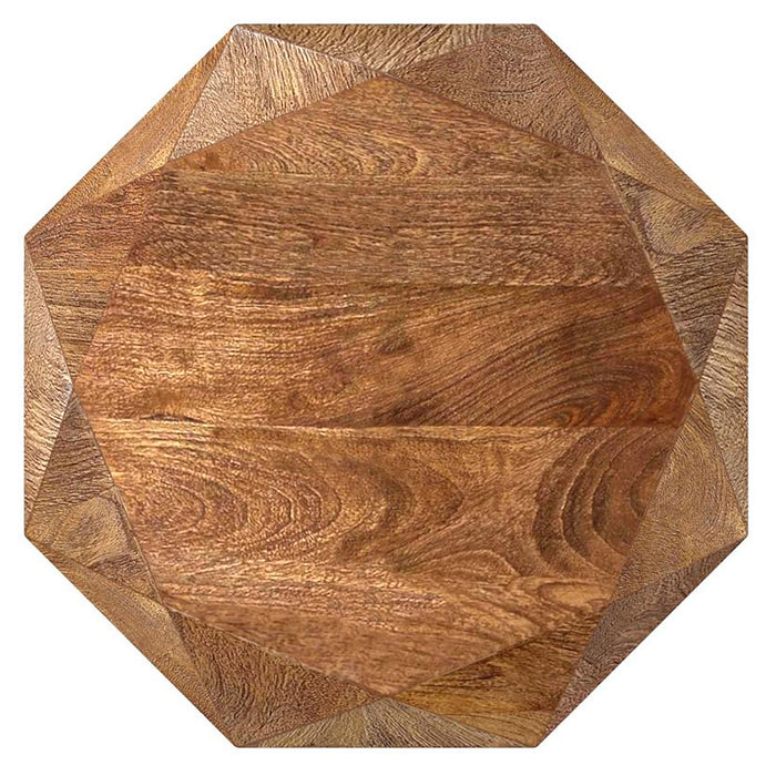 Jacinto Octagonal Solid Mango Wood Side Table Natural Brown
