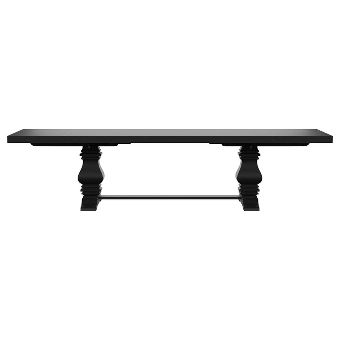 Florence Rectangular Pedestal Dining Table with Planked Wood Top Antique Black