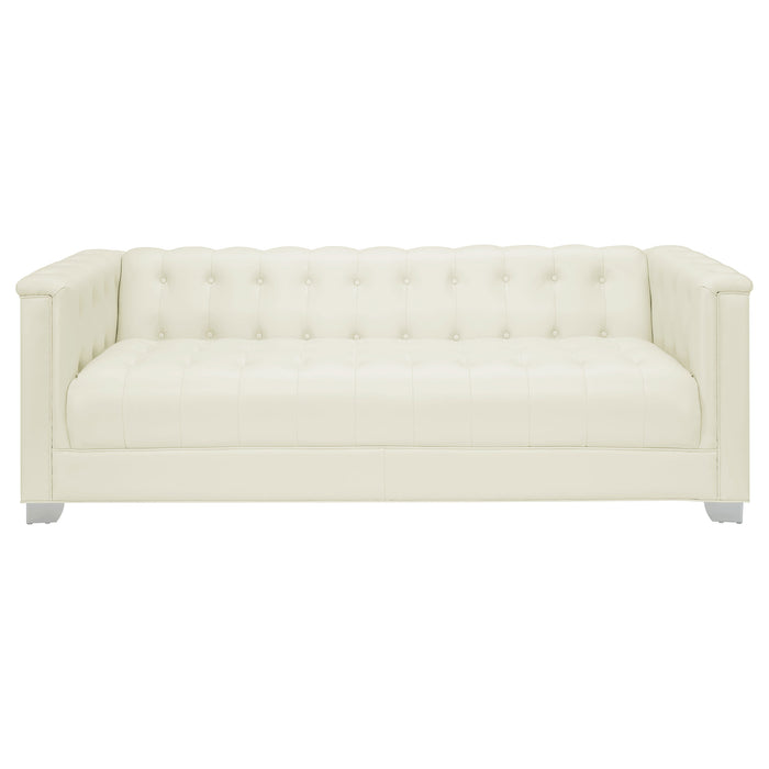 Chaviano 4-piece Upholstered Track Arm Sofa Set Pearl White