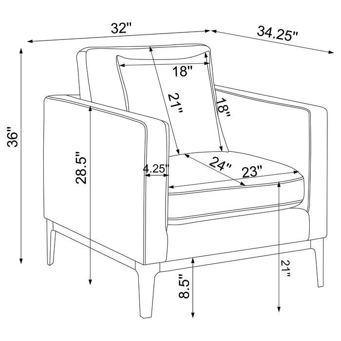 Apperso 3-piece Upholstered Track Arm Sofa Set Light Grey