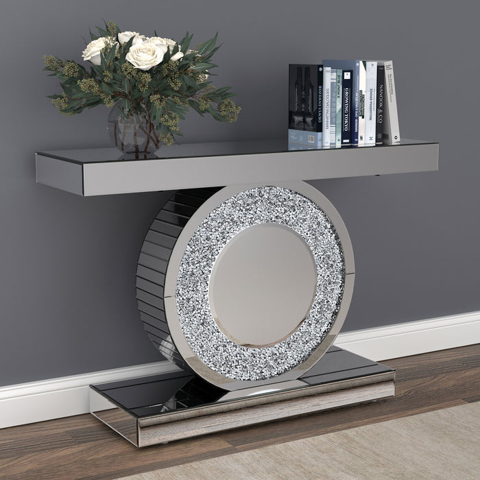 Bergenia Mirrored Entryway Sofa Console Table Silver
