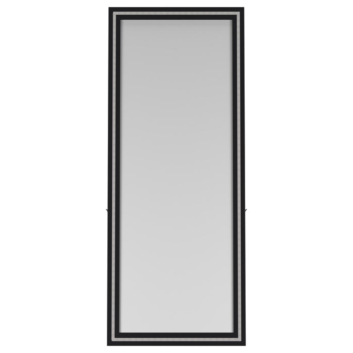 Windrose 28 x 67 Inch Tempered LED Standing Mirror Black