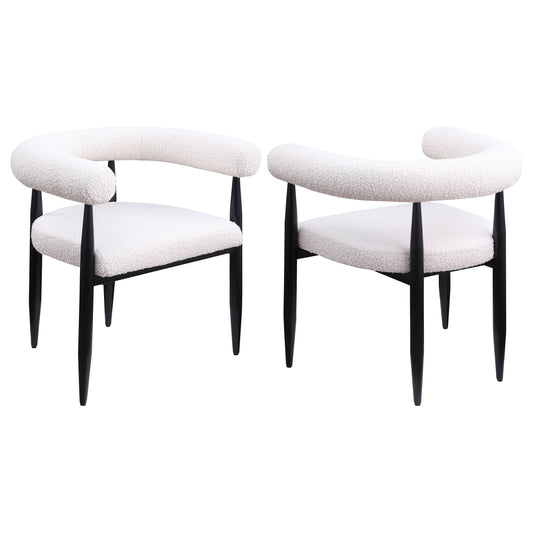 Camden Boucle Upholstered Dining Arm Chair Cream (Set of 2)