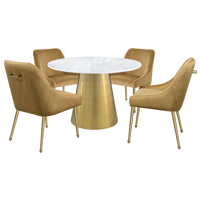 Ambrose Round 50-inch Marble Top Dining Table Brushed Gold