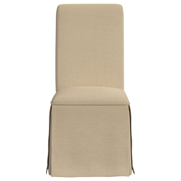 Shawna Upholstered Skirted Dining Chair Khaki (Set of 2)