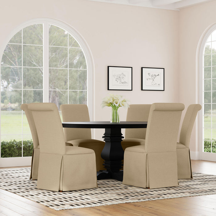 Shawna Upholstered Skirted Dining Chair Khaki (Set of 2)