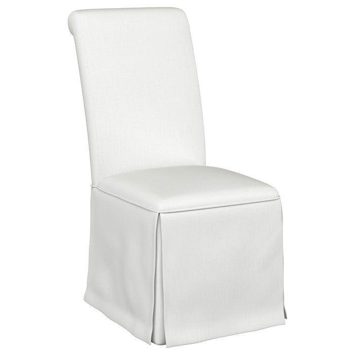 Shawna Upholstered Skirted Dining Chair White (Set of 2)