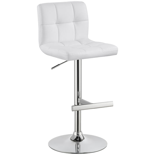 Lenny Adjustable Bar Stools Chrome and White (Set of 2)