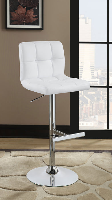 Lenny Adjustable Bar Stools Chrome and White (Set of 2)