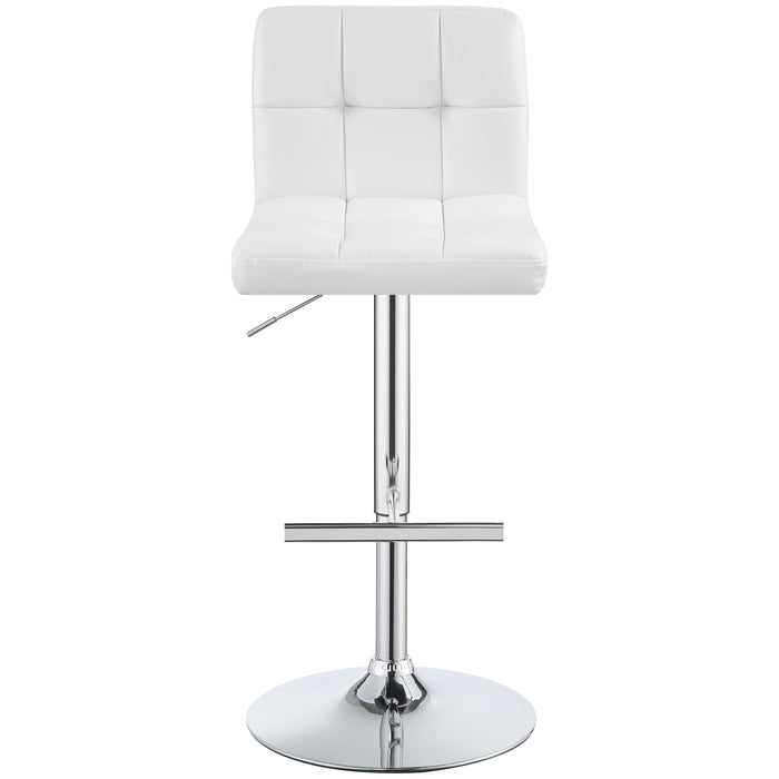 Lenny Adjustable Bar Stools Chrome and White (Set of 2)