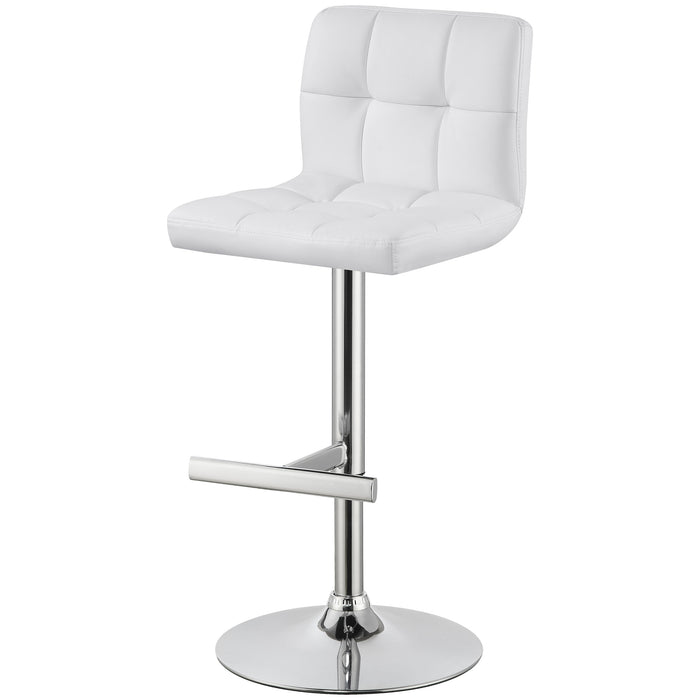 Lenny Adjustable Bar Stools Chrome and White (Set of 2)