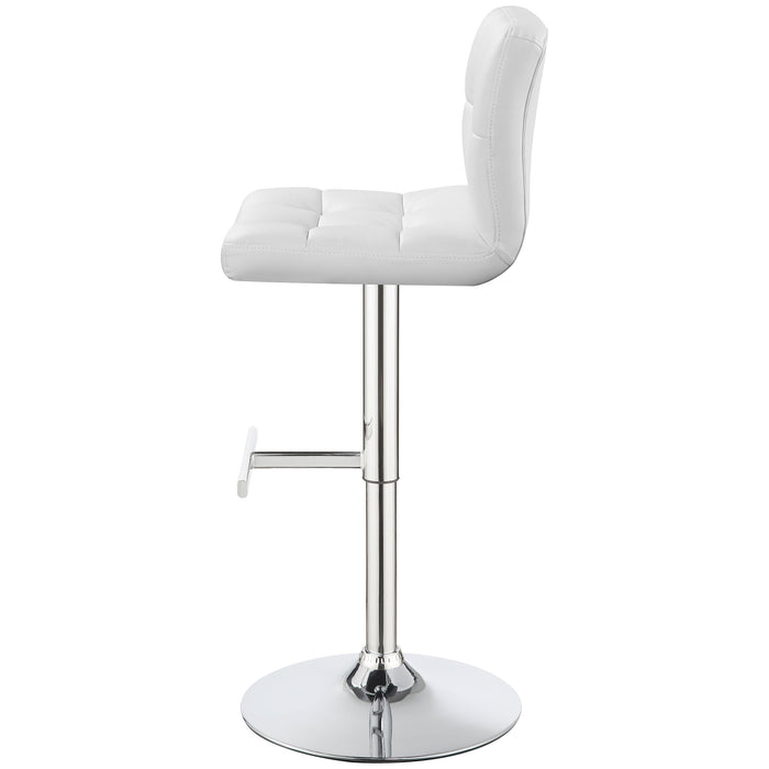 Lenny Adjustable Bar Stools Chrome and White (Set of 2)