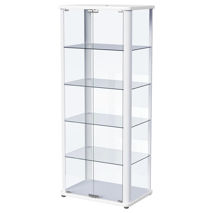 Aero 5-shelf Display Curio Cabinet with LED Lighting White