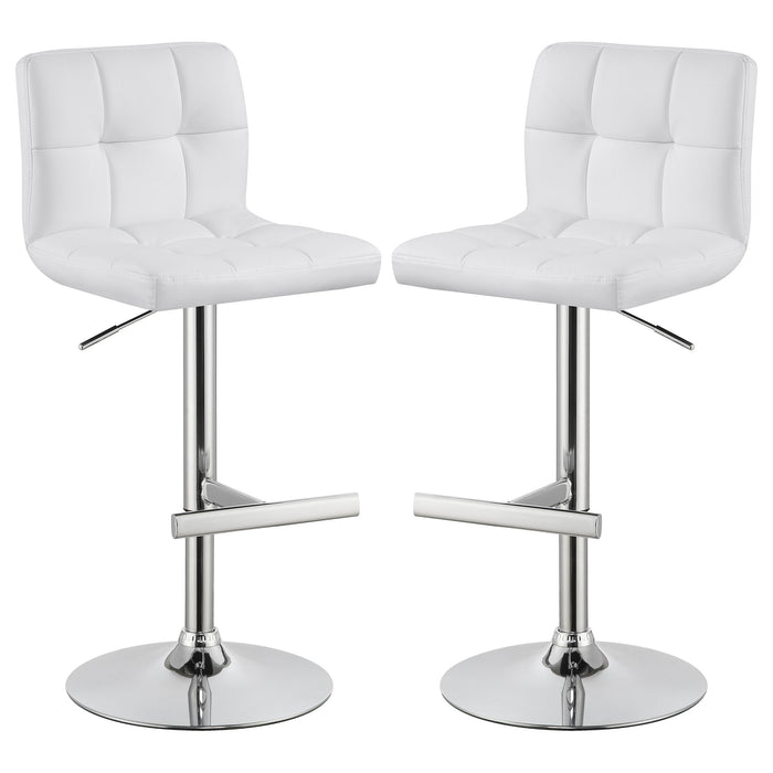 Lenny Adjustable Bar Stools Chrome and White (Set of 2)