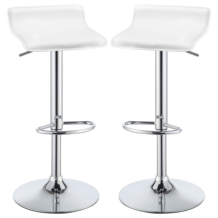 Bidwell 29" Upholstered Backless Adjustable Bar Stools White and Chrome (Set of 2)