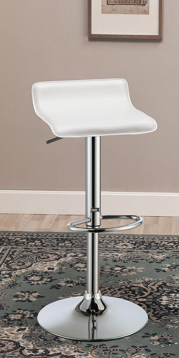 Bidwell 29" Upholstered Backless Adjustable Bar Stools White and Chrome (Set of 2)