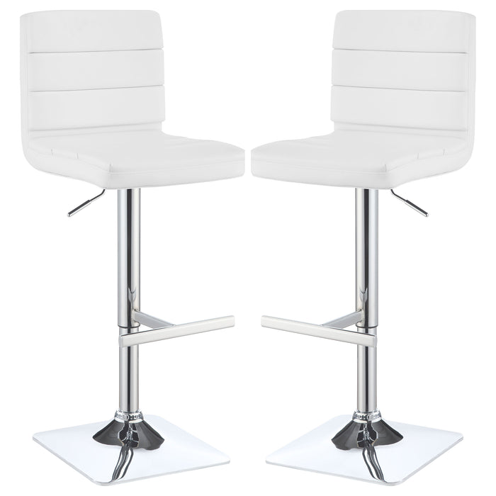 Bianca Upholstered Adjustable Bar Stools White and Chrome (Set of 2)