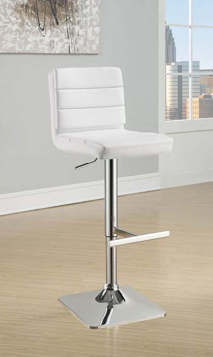 Bianca Upholstered Adjustable Bar Stools White and Chrome (Set of 2)