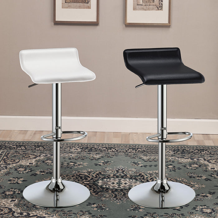 Bidwell 29" Upholstered Backless Adjustable Bar Stools White and Chrome (Set of 2)