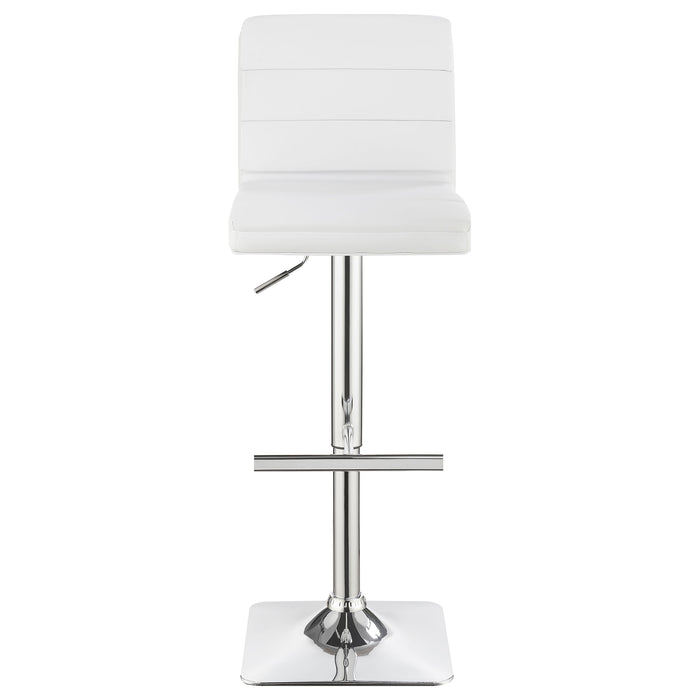 Bianca Upholstered Adjustable Bar Stools White and Chrome (Set of 2)