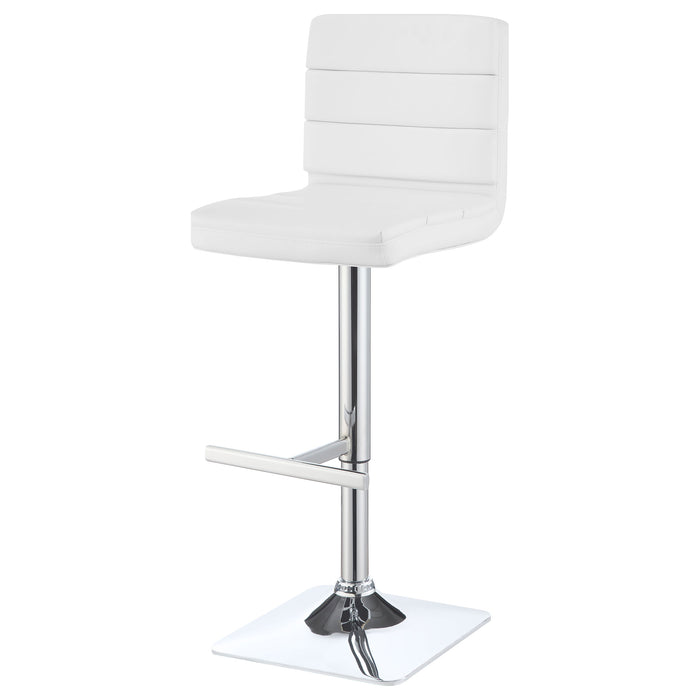 Bianca Upholstered Adjustable Bar Stools White and Chrome (Set of 2)