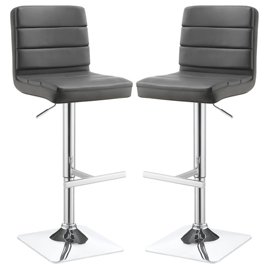 Bianca Upholstered Adjustable Bar Stools Grey and Chrome (Set of 2)