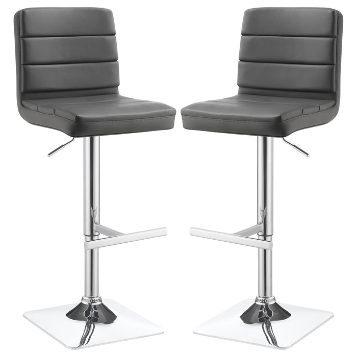 Bianca Upholstered Adjustable Bar Stools Grey and Chrome (Set of 2)