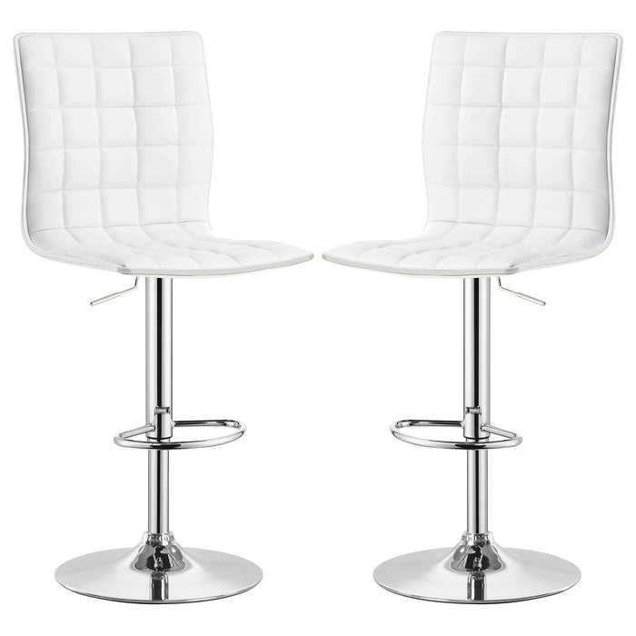 Ashbury Upholstered Adjustable Bar Stool White (Set of 2)