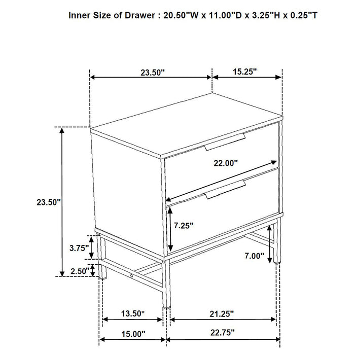 Sonora 2-drawer Nightstand Bedside Table White