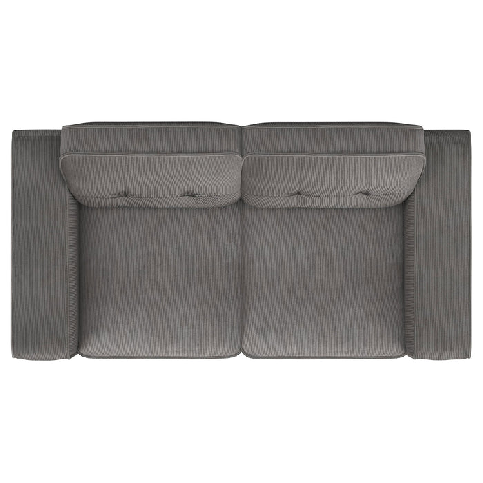 Deerhurst 2-piece Upholstered Track Arm Sofa Set Charcoal